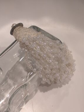 Elegant White Beaded And Crotchet Bracelet